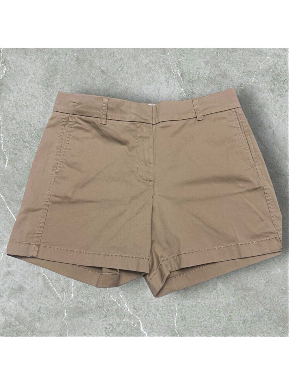 J.Crew Women's Stretch Chino Shorts 6 Khaki Mid Rise 5" Inseam Cotton Pockets
